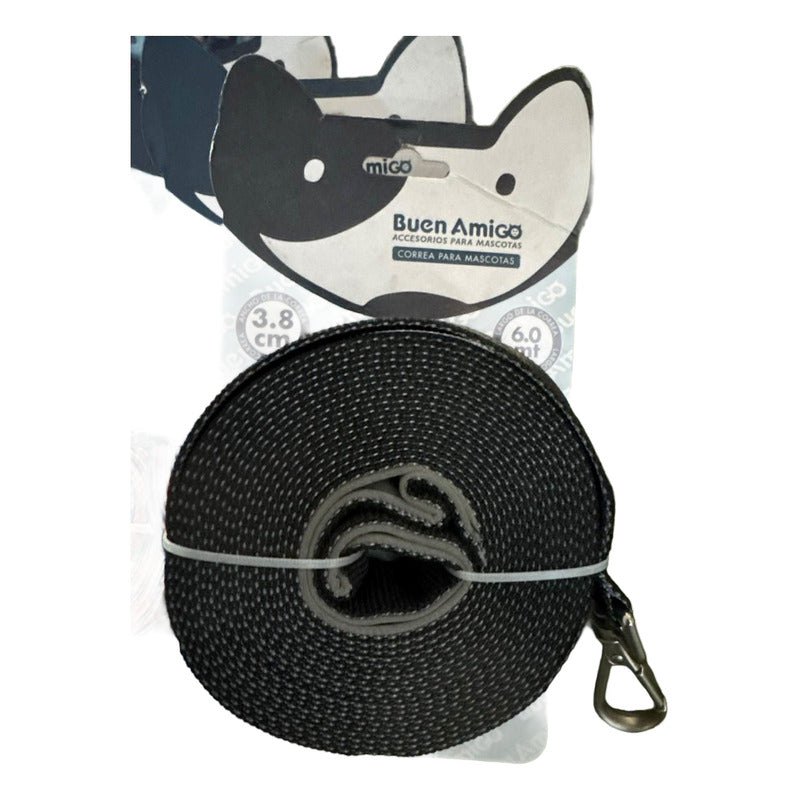 Correa Plana Larga Resistente Para Perros 6 Metros X 3.8 Cm