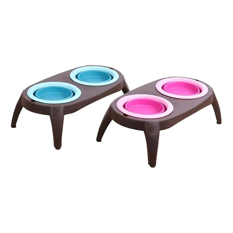 Plato Doble Plegable, Para Mascota, Bebedero Y/o Comedero