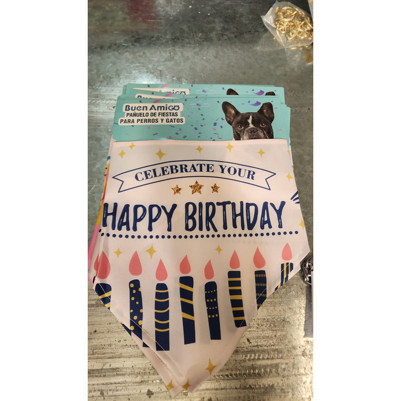 Pañuelo Pañoleta Para Mascotas Gatos Perros Feliz Cumpleaños