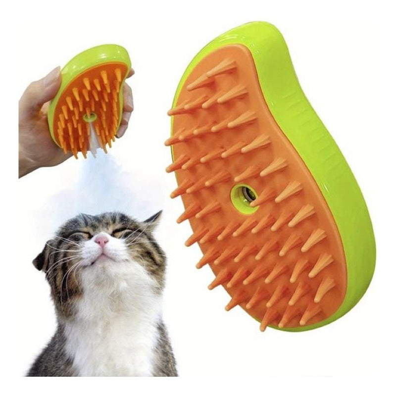 Cepillo Automático Para Gatos Y Perro A Vapor 3 En 1 Amarillonaranja