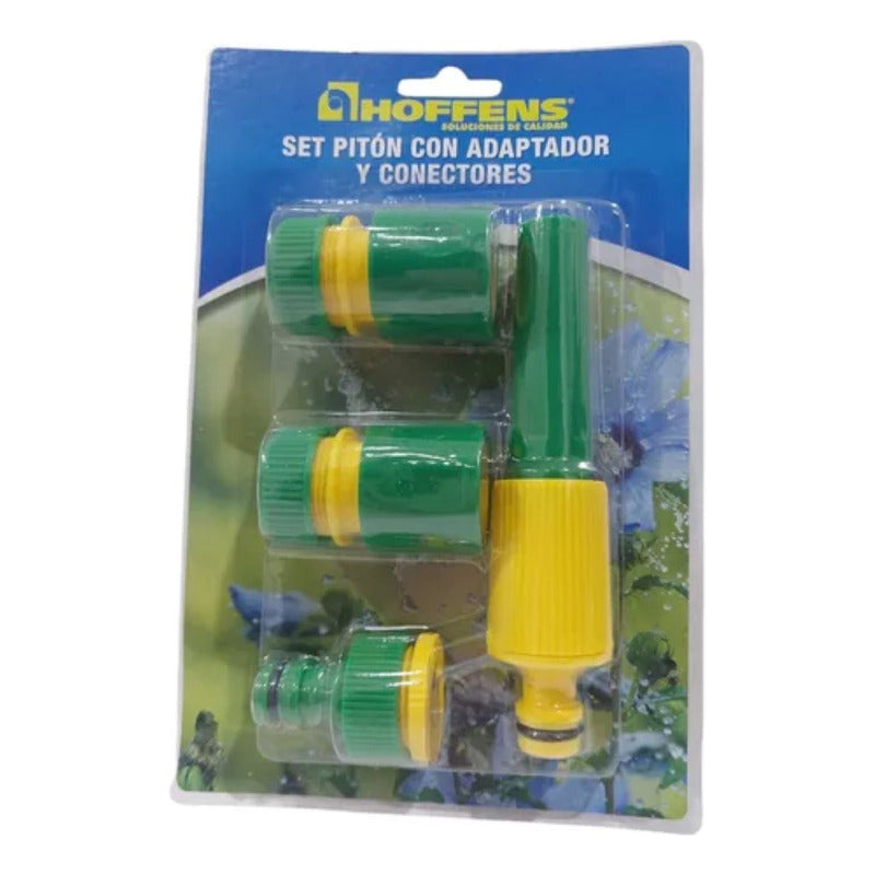Set Riego Pistola Pitón 5pcs Acoples Rápidos Para Manguera Verde