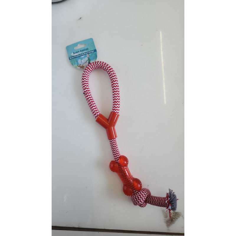 Mordedor Hueso Dental De Goma Y Cuerda Para Perro
