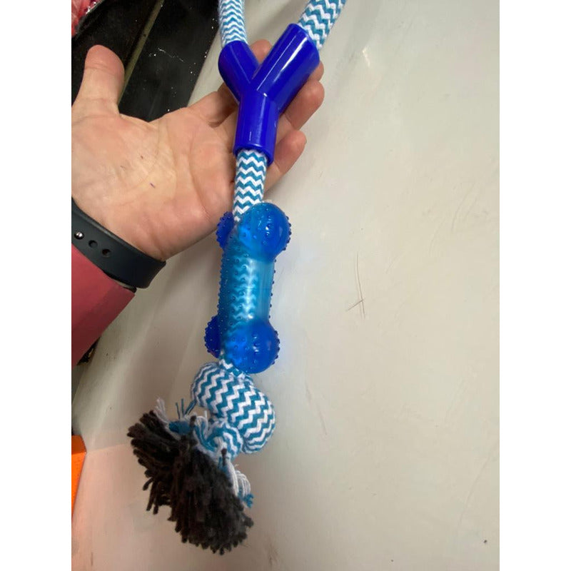 Mordedor Hueso Dental De Goma Y Cuerda Para Perro