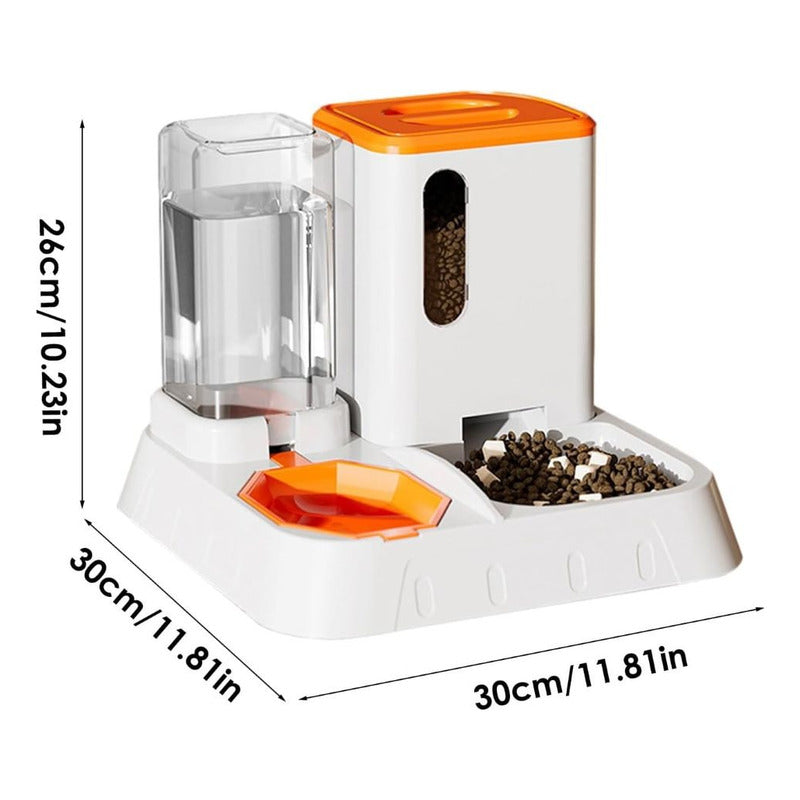Comedero Y Bebedero Automático Para Gatos Y Perros Naranja Claro