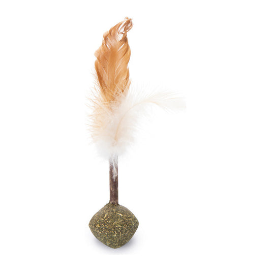 Pelota De Hierba Gatera Con Matatabi Y Plumas Verde Oscuro