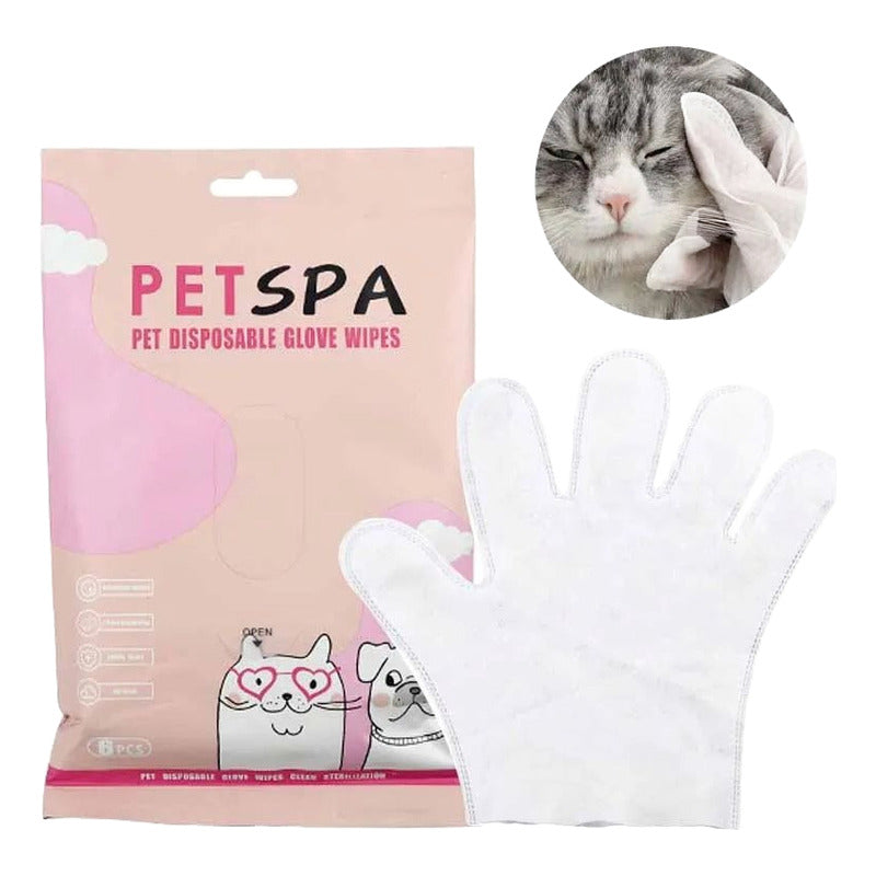 Guantes Desechables De 6 Piezas Para Mascotas Gato Perro Blanco