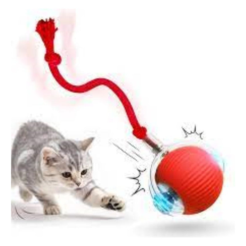 Pelota Eléctrica Para Gatos Juguete Interactivo Y Automatico Rojo