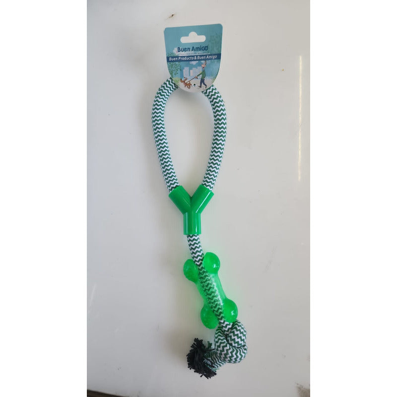 Mordedor Hueso Dental De Goma Y Cuerda Para Perro