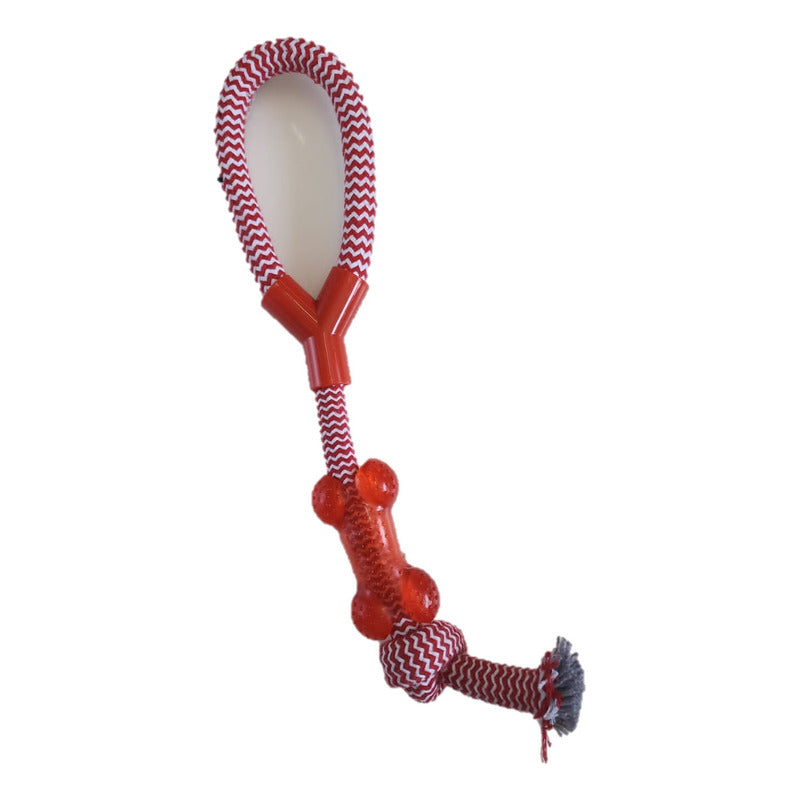 Mordedor Hueso Dental De Goma Y Cuerda Para Perro