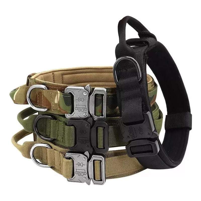 Collar Para Perro, Militar, Táctico, De Pastor Alemán, Tamañ Color Verde Tamaño Del Collar L