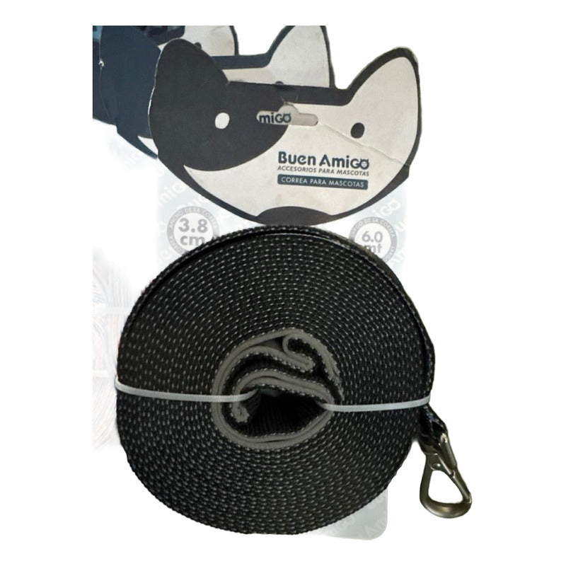 Correa Plana Larga Resistente Para Perros 6 Metros X 3.8 Cm