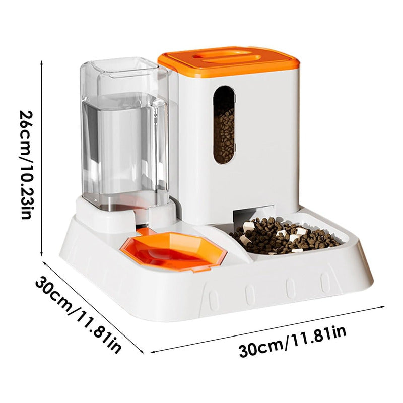 Comedero Y Bebedero Automático Para Gatos Y Perros Naranja Claro