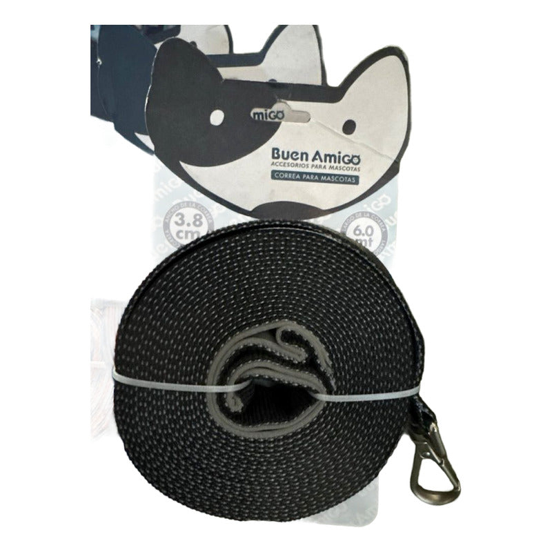 Correa Plana Larga Resistente Para Perros 6 Metros X 3.8 Cm