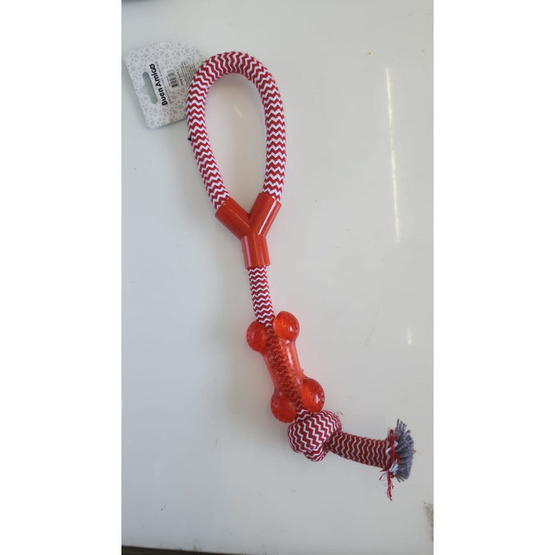 Mordedor Hueso Dental De Goma Y Cuerda Para Perro