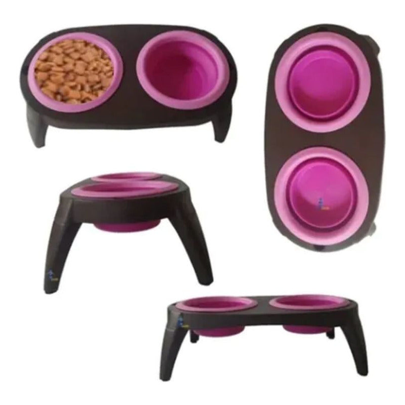 Plato Doble Plegable, Para Mascota, Bebedero Y/o Comedero