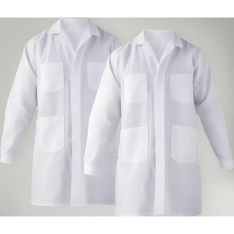 Pack 2 Cotona Poplin Blanca Delantal Laboratorio Bata. Blanco Xl