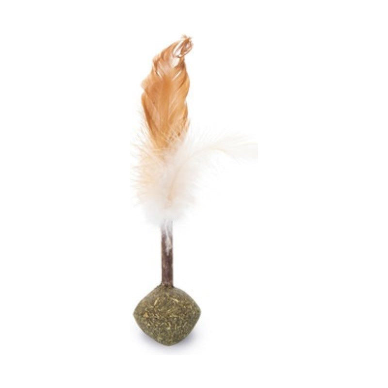 Pelota De Hierba Gatera Con Matatabi Y Plumas Verde Oscuro