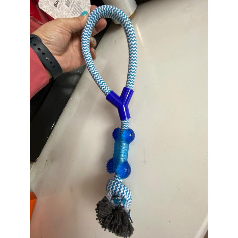 Mordedor Hueso Dental De Goma Y Cuerda Para Perro