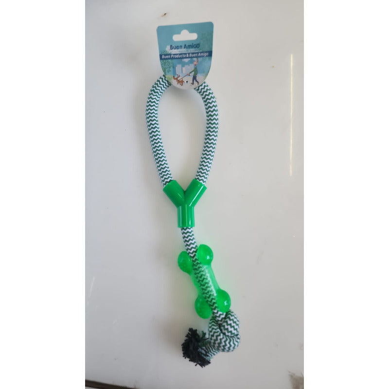 Mordedor Hueso Dental De Goma Y Cuerda Para Perro