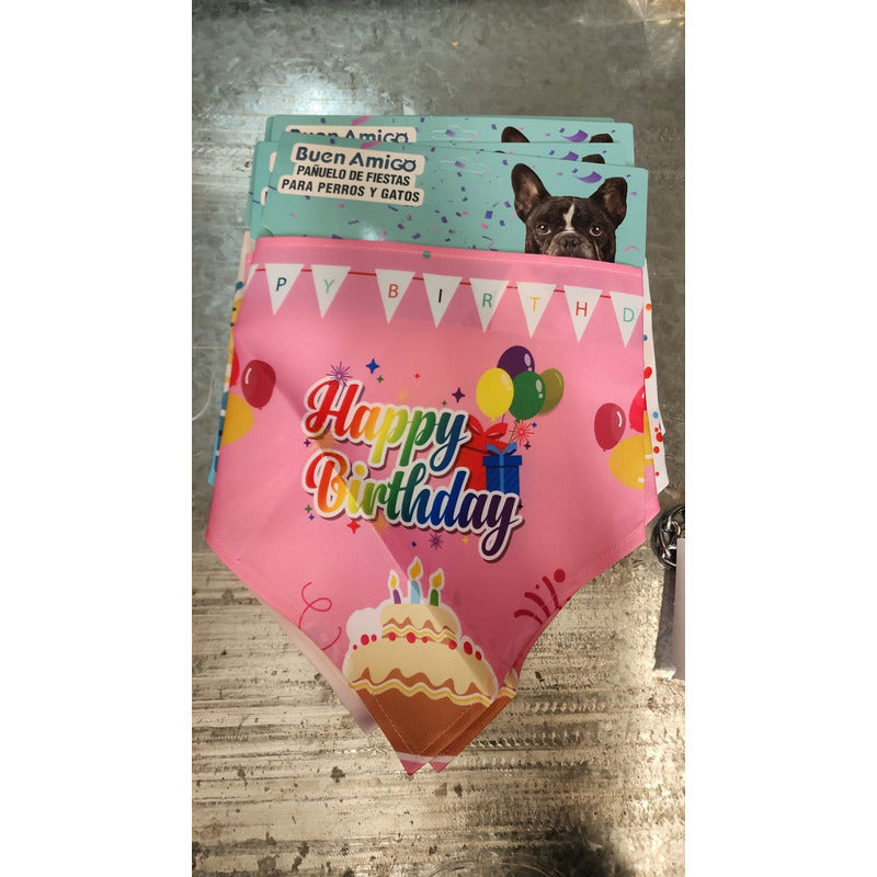 Pañuelo Pañoleta Para Mascotas Gatos Perros Feliz Cumpleaños