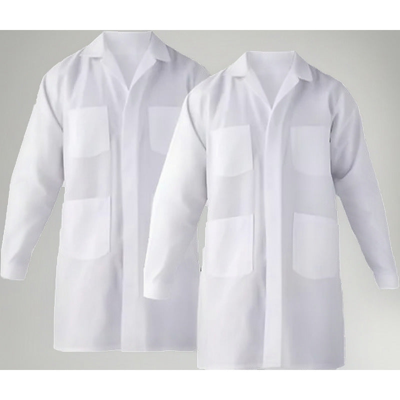 Pack 2 Cotona Poplin Blanca Delantal Laboratorio Bata. Blanco Xxl