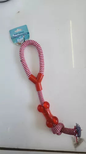 Mordedor Hueso Dental De Goma Y Cuerda Para Perro