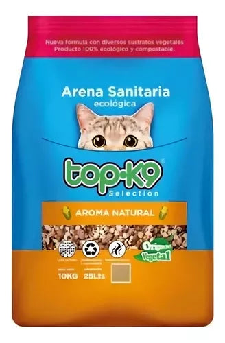 Arena Sanitaria Ecológica Top k9 10 Kg. Aroma Natural  y Lavanda.