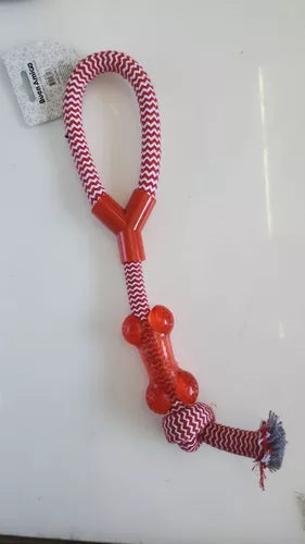 Mordedor Hueso Dental De Goma Y Cuerda Para Perro