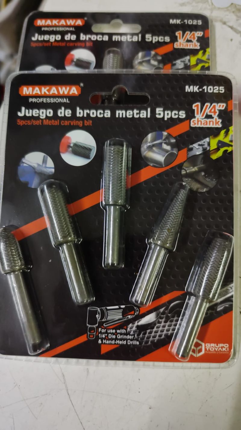 Set Juego 5 Brocas Escofina Para Metal 1/4 Max 20.000 Rpm