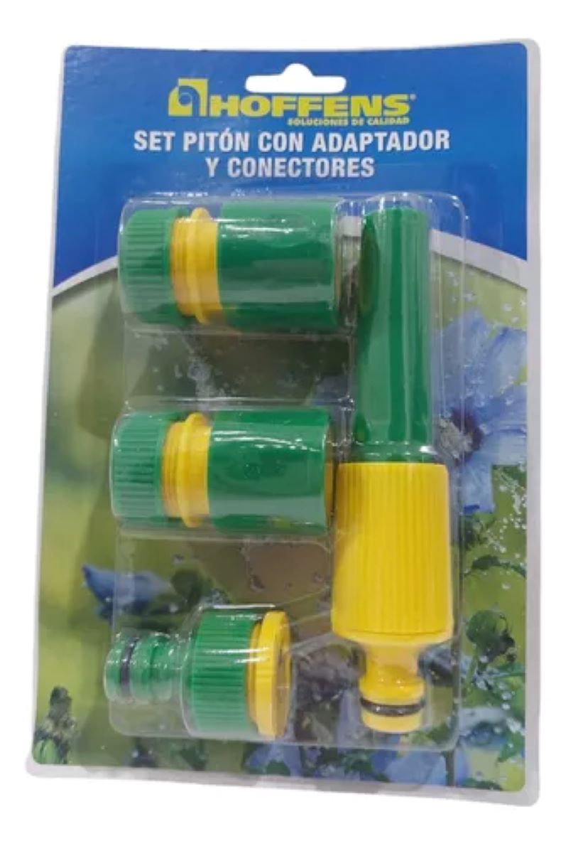 Set Riego Pistola Pitón 5pcs Acoples Rápidos Para Manguera Verde