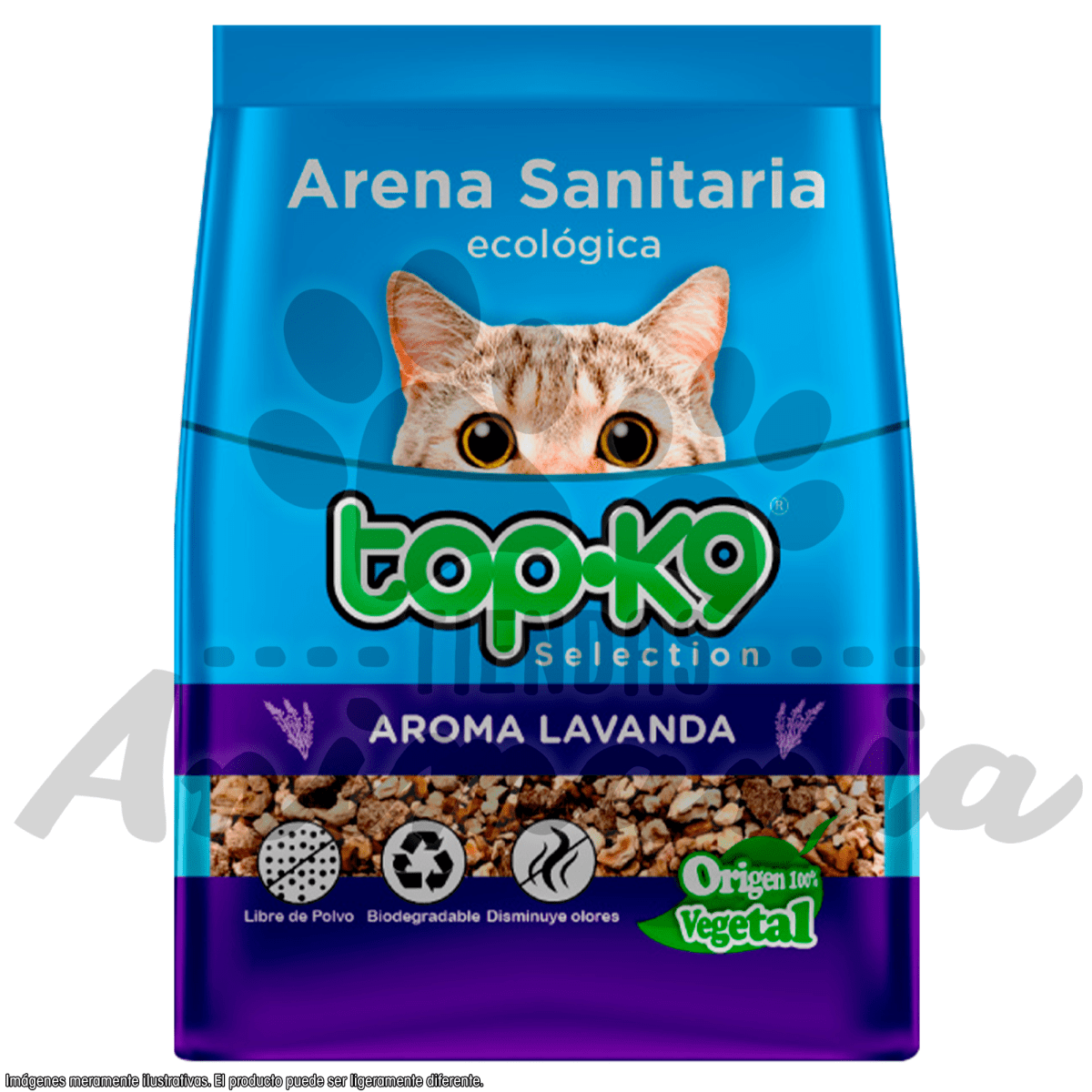 Arena Sanitaria Ecológica Top k9 10 Kg. Aroma Natural y Lavanda.