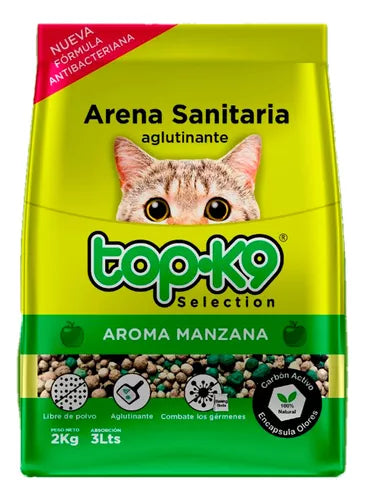 Arena Aglutinante Top-k9 Saco 2kg Manzana.