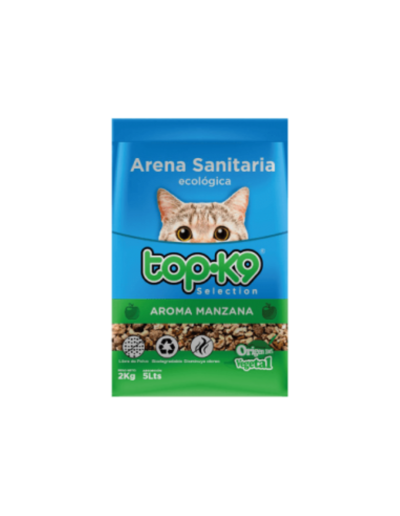 Arena Sanitaria Ecológica Top-k9 2 Kg Aroma Manzana