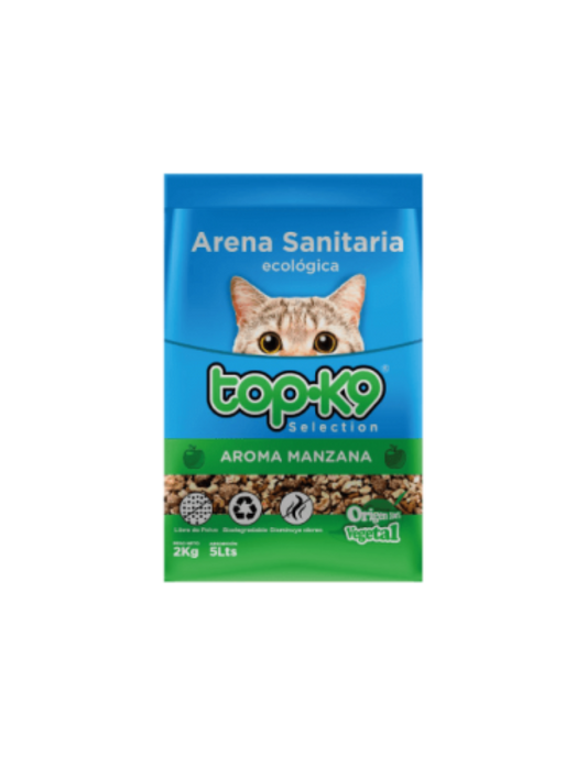 Arena Sanitaria Ecológica Top-k9 2 Kg Aroma Manzana