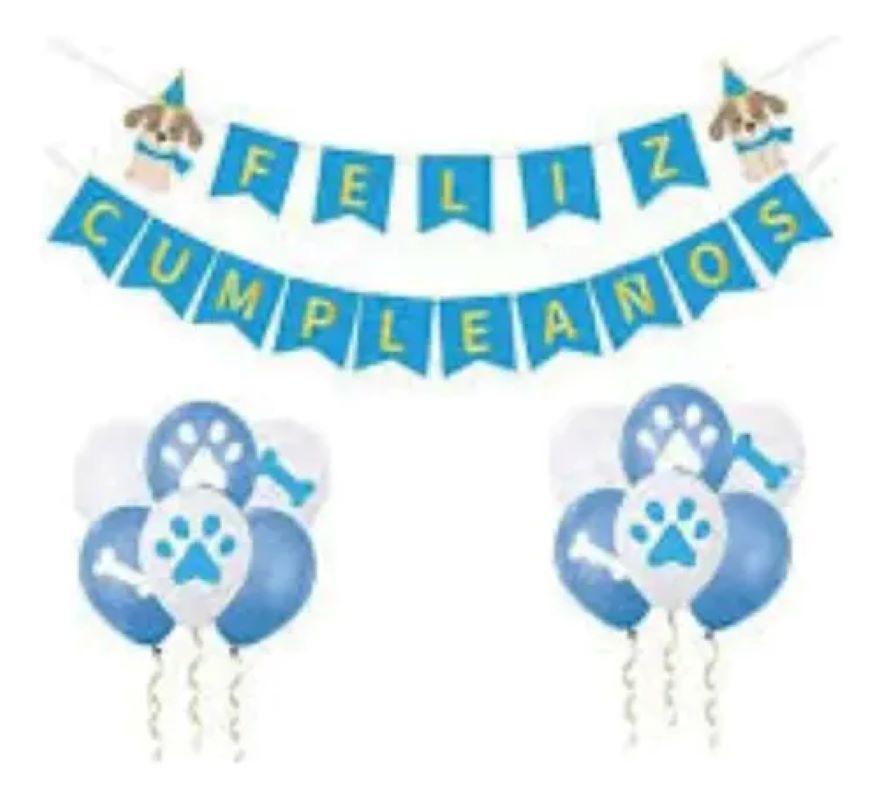 Set Globo Bandera De Cumpleaños Fiesta Temática Para Perros