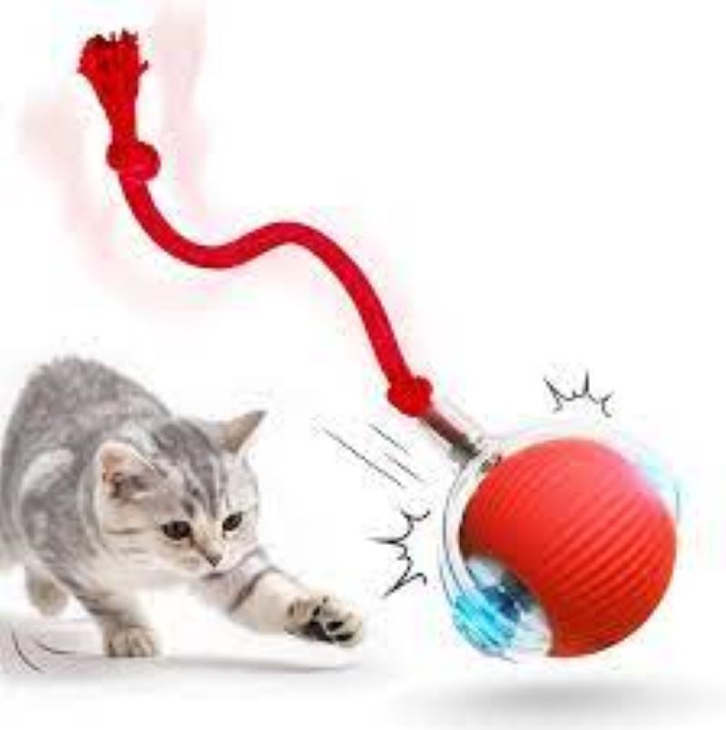 Pelota Eléctrica Para Gatos Juguete Interactivo Y Automatico Rojo