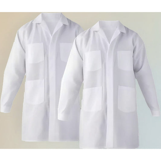 Pack 2 Cotona Poplin Blanca Delantal Laboratorio Bata. Blanco L