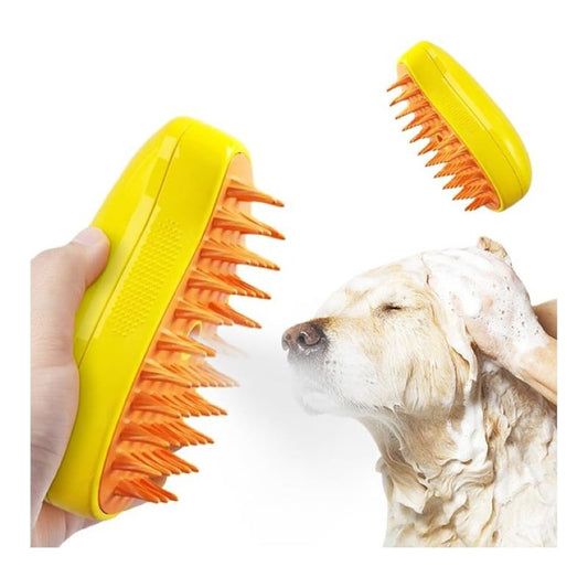 Cepillo Automático Para Gatos Y Perro A Vapor 3 En 1 Amarillonaranja