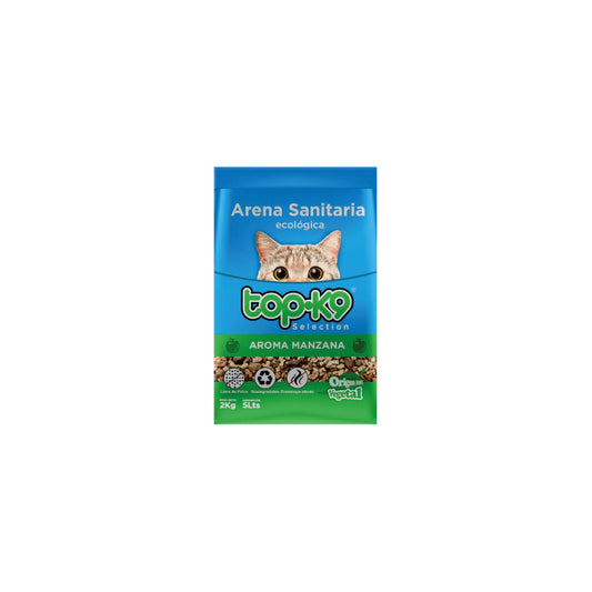Arena Sanitaria Ecológica Top-k9 2 Kg Aroma Manzana Natural