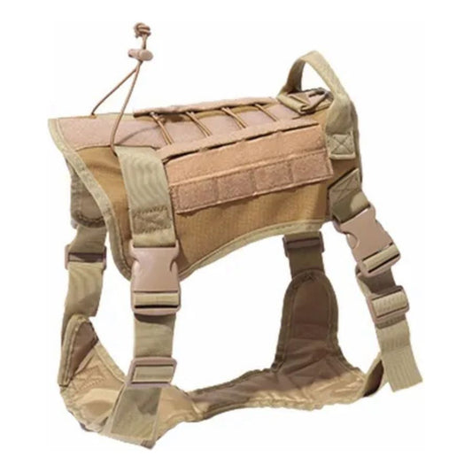Arnés Táctico Para Perro, Ajustable, Chaleco Militar Marrón Claro L Liso