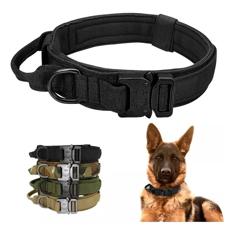 Collar Para Perro, Militar, Táctico, De Pastor Alemán, Tamañ Color Verde Tamaño Del Collar L
