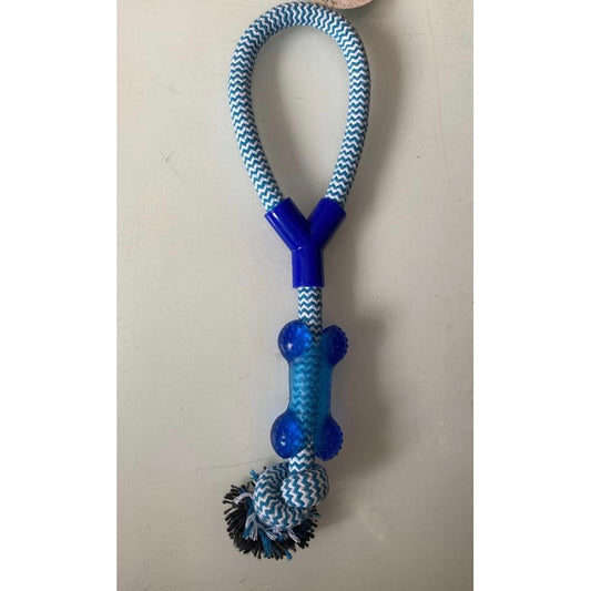 Mordedor Hueso Dental De Goma Y Cuerda Para Perro