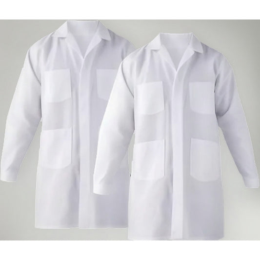 Pack 2 Cotona Poplin Blanca Delantal Laboratorio Bata. Blanco Xl