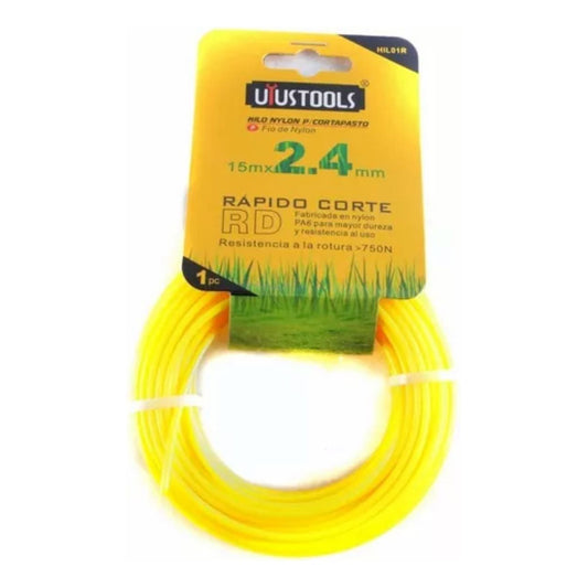 Hilo Nylon Orilladora 2,4mm X 15mts Rapido Corte Amarillo
