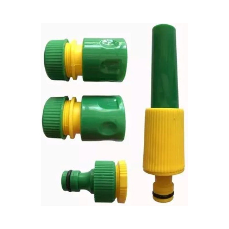 Set Riego Pistola Pitón 5pcs Acoples Rápidos Para Manguera Verde