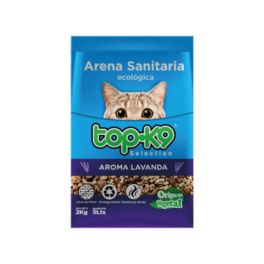 Arena Sanitaria Ecológica Top-k9 2 Kg Aroma Lavanda