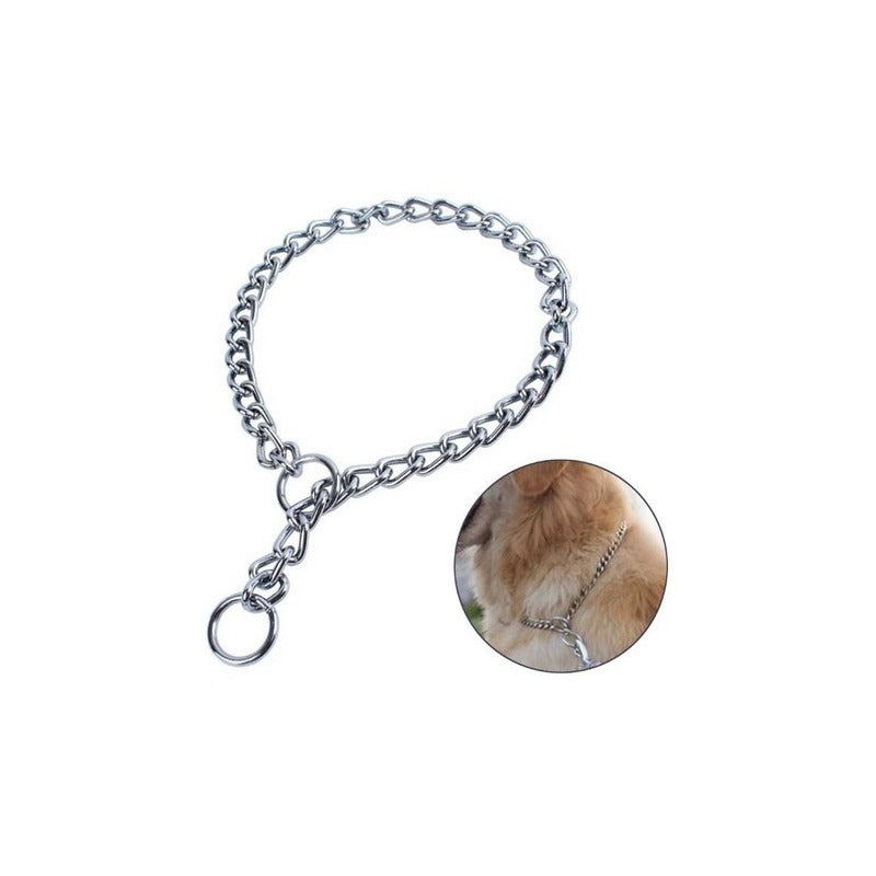 Collar De Adiestramiento Canino Color Cromo Tamaño Del Collar 4mm X 65cm