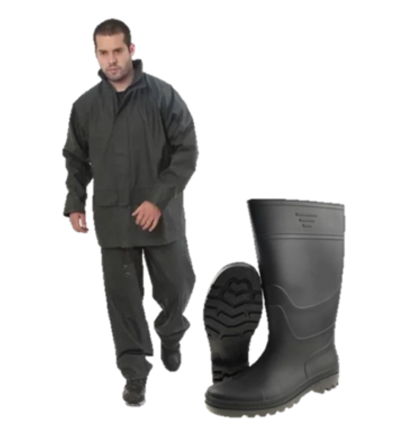 Pack Traje Pu Impermeable + Botas De Pvc Sin Puntas