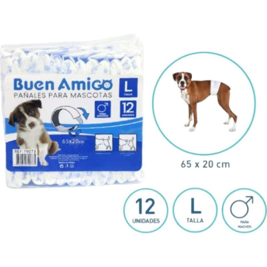 Pañal Para Perro Talla L 12 Und Seco Y Cómodo