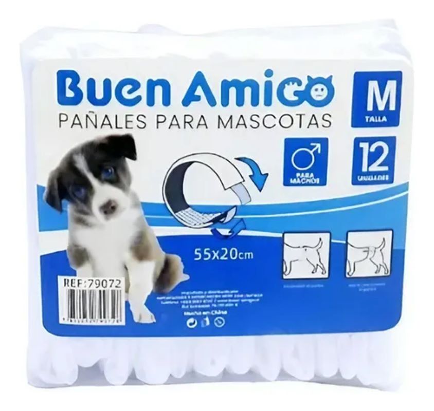 Pañal Para Perro Talla M 12 Und Seco Y Cómodo
